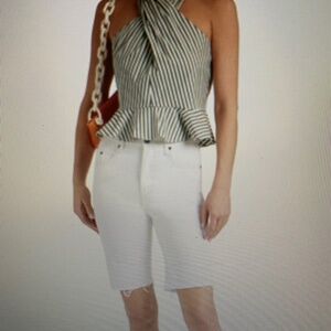 Veronica Beard Striped Crossover Front Peplum Top. Size 4